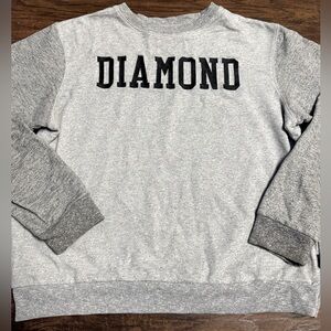 Diamond Supply Co Embroidered Crewneck Sweater Men Size Large Gray/Black Y2K